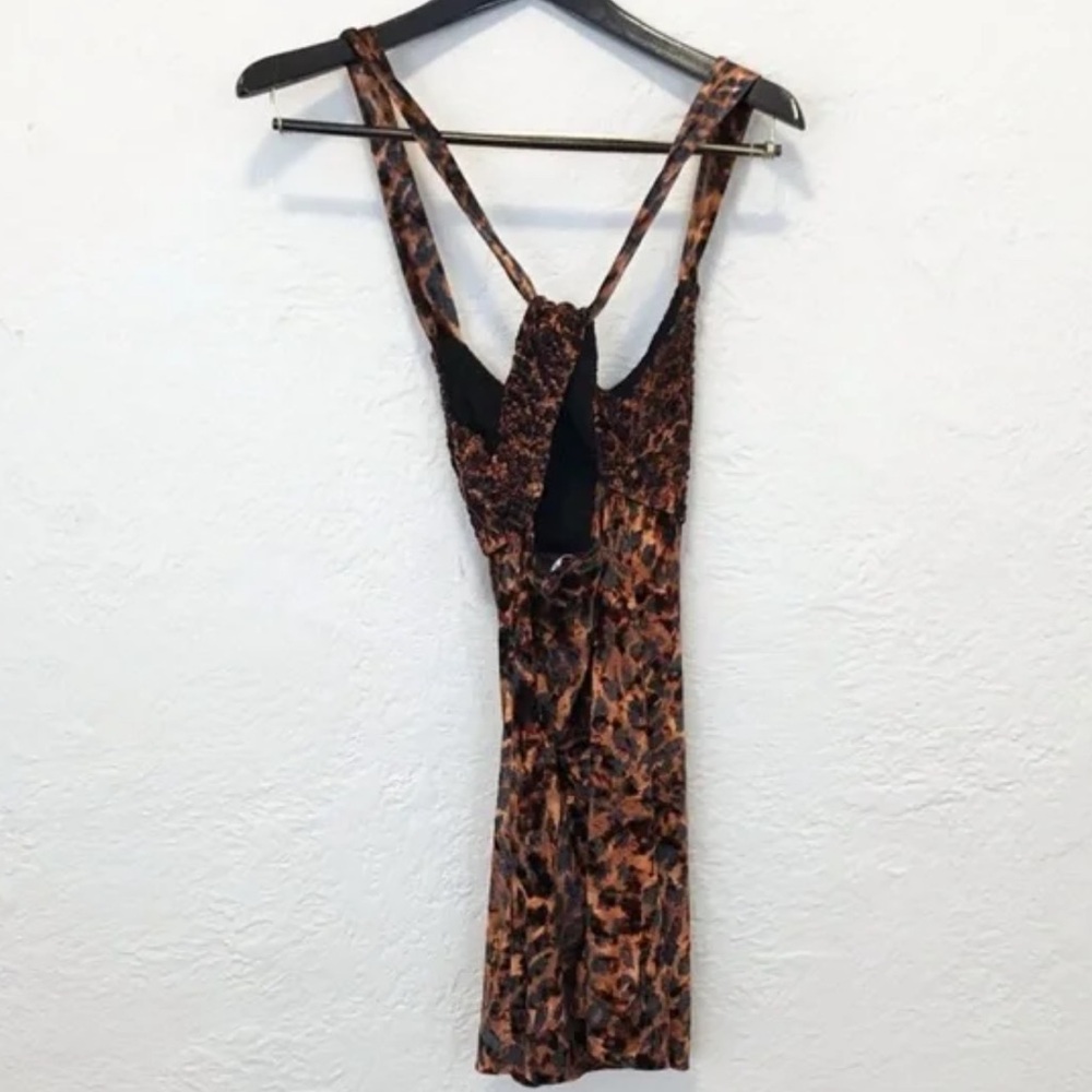 1990s Buffy the Vampire Slayer Crushed Velvet Mini Leopard Practical Magic Dress - Picture 9 of 13